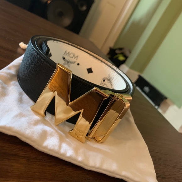 mens black mcm belt
